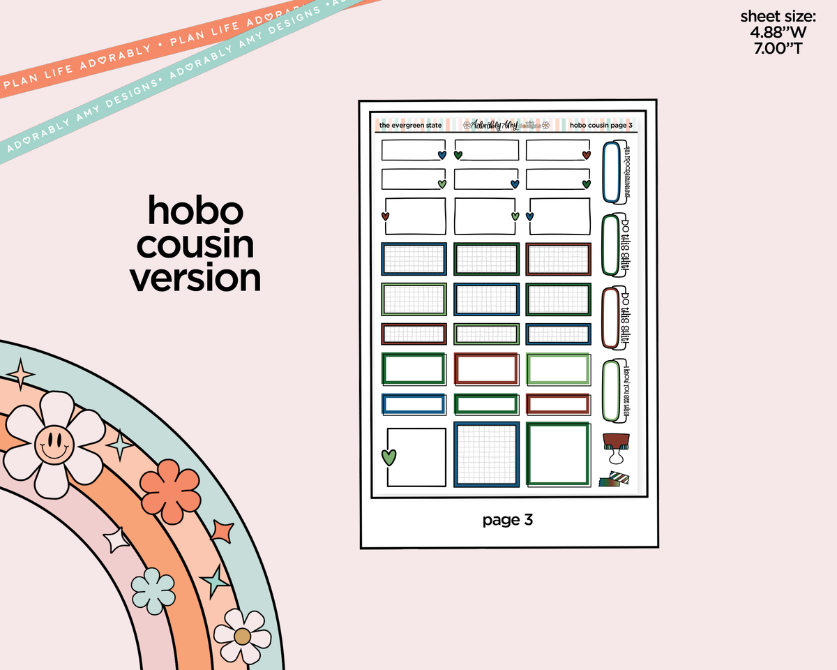 Hobonichi Cousin Weekly The Evergreen State Planner Sticker Kit for Hobo Cousin or Similar Planners - Adorably Amy Designs