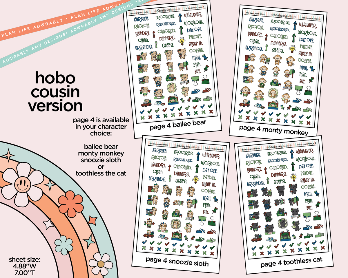 Hobonichi Cousin Weekly The Evergreen State Planner Sticker Kit for Hobo Cousin or Similar Planners - Adorably Amy Designs