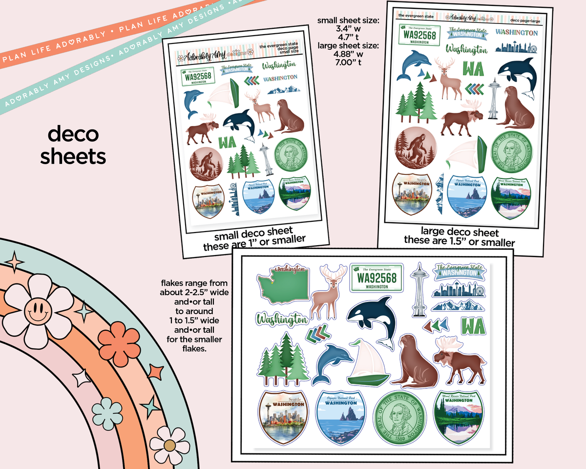 The Evergreen State Weekly Kit Deco Pages - All Sizes - Adorably Amy Designs