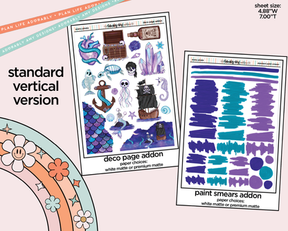 Vertical Every Pirate Needs a Mermaid Weekly Sticker Kit for Vertical Standard Size Planners or Inserts