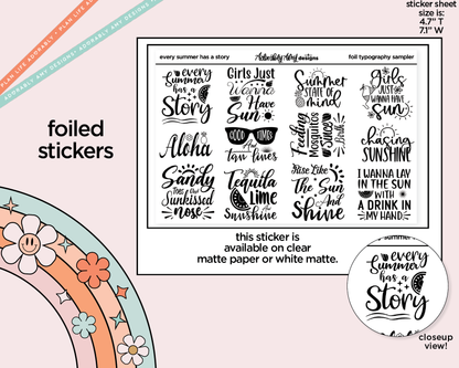 Foiled Every Summer Has a Story Deco Typography Sampler Planner Stickers