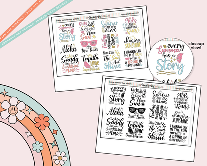 Every Summer Has a Story Deco Typography Sampler Planner Stickers