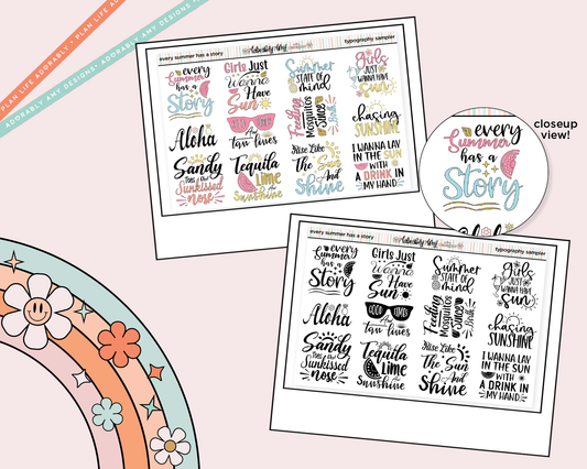 Every Summer Has a Story Deco Typography Sampler Planner Stickers - Adorably Amy Designs