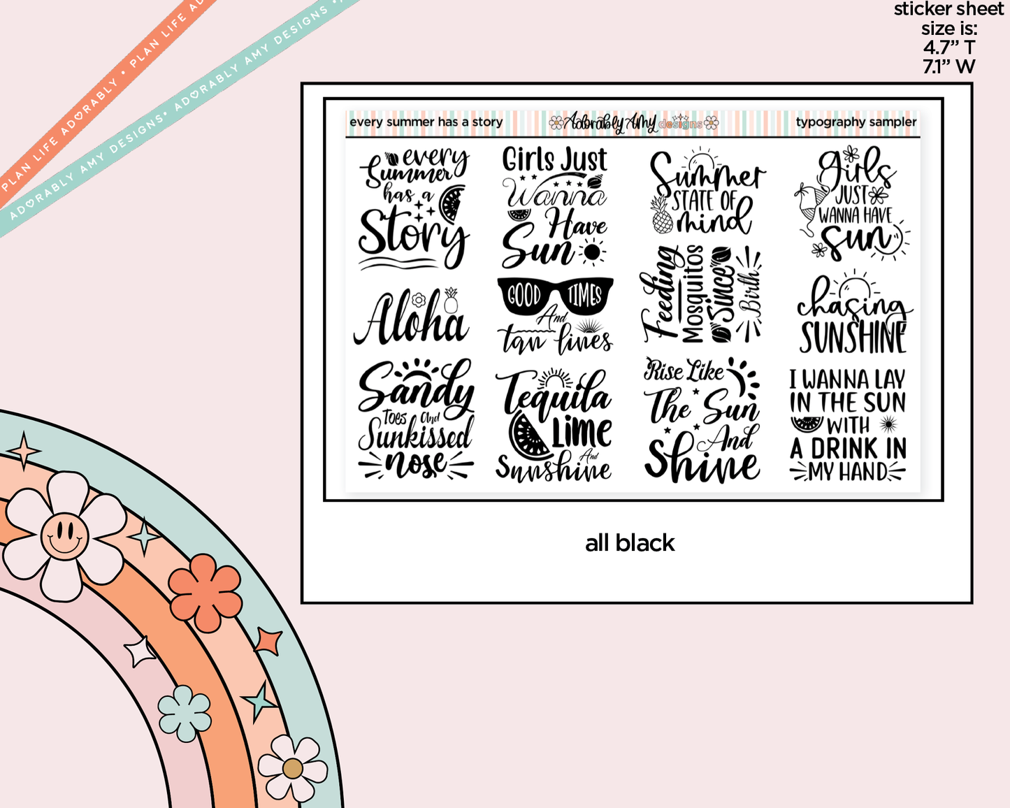 Every Summer Has a Story Deco Typography Sampler Planner Stickers
