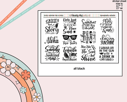 Every Summer Has a Story Deco Typography Sampler Planner Stickers