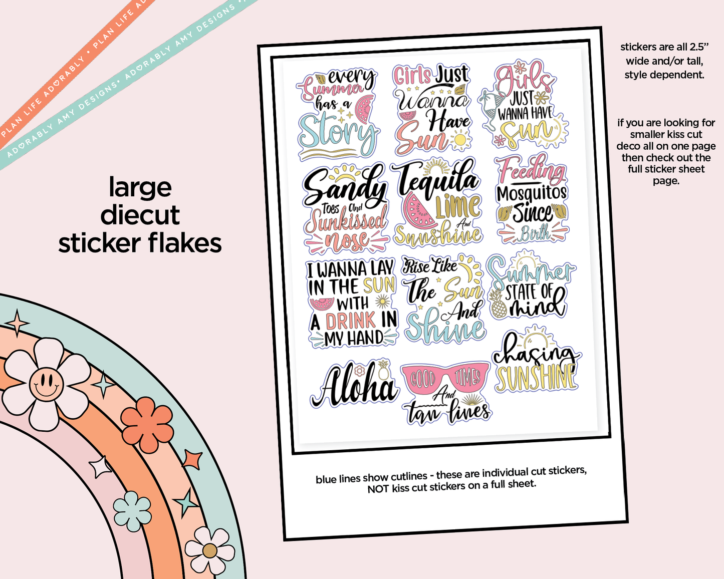 Every Summer Has a Story Deco Typography Sampler Planner Stickers