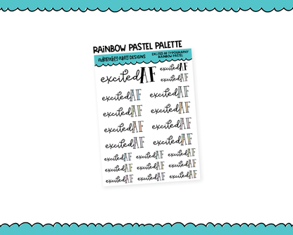 Rainbow or Black Excited AF Typography Planner Stickers for any Planner or Insert