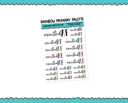 Rainbow or Black Excited AF Typography Planner Stickers for any Planner or Insert