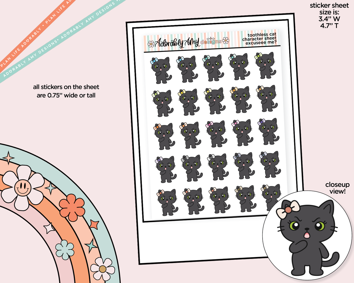 Toothless Cat Excuseee Me?! Decoration Character Planner Stickers - Adorably Amy Designs