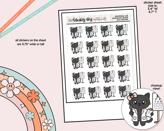 Toothless Cat Go to the Eye Doctor Decoration Character Planner Stickers - Adorably Amy Designs