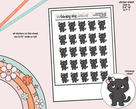 Toothless Cat *Eyeroll* Decoration Character Planner Stickers - Adorably Amy Designs