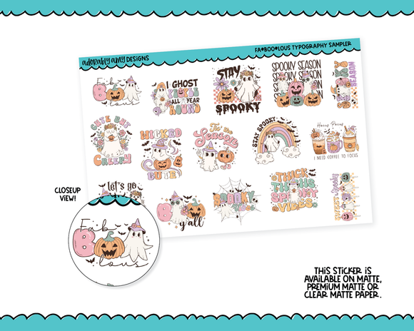 FaBOOlous Pastel Kawaii Ghosts Typography Sampler Planner Stickers for any Planner or Insert
