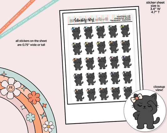 Toothless Cat Facepalm Decoration Character Planner Stickers - Adorably Amy Designs