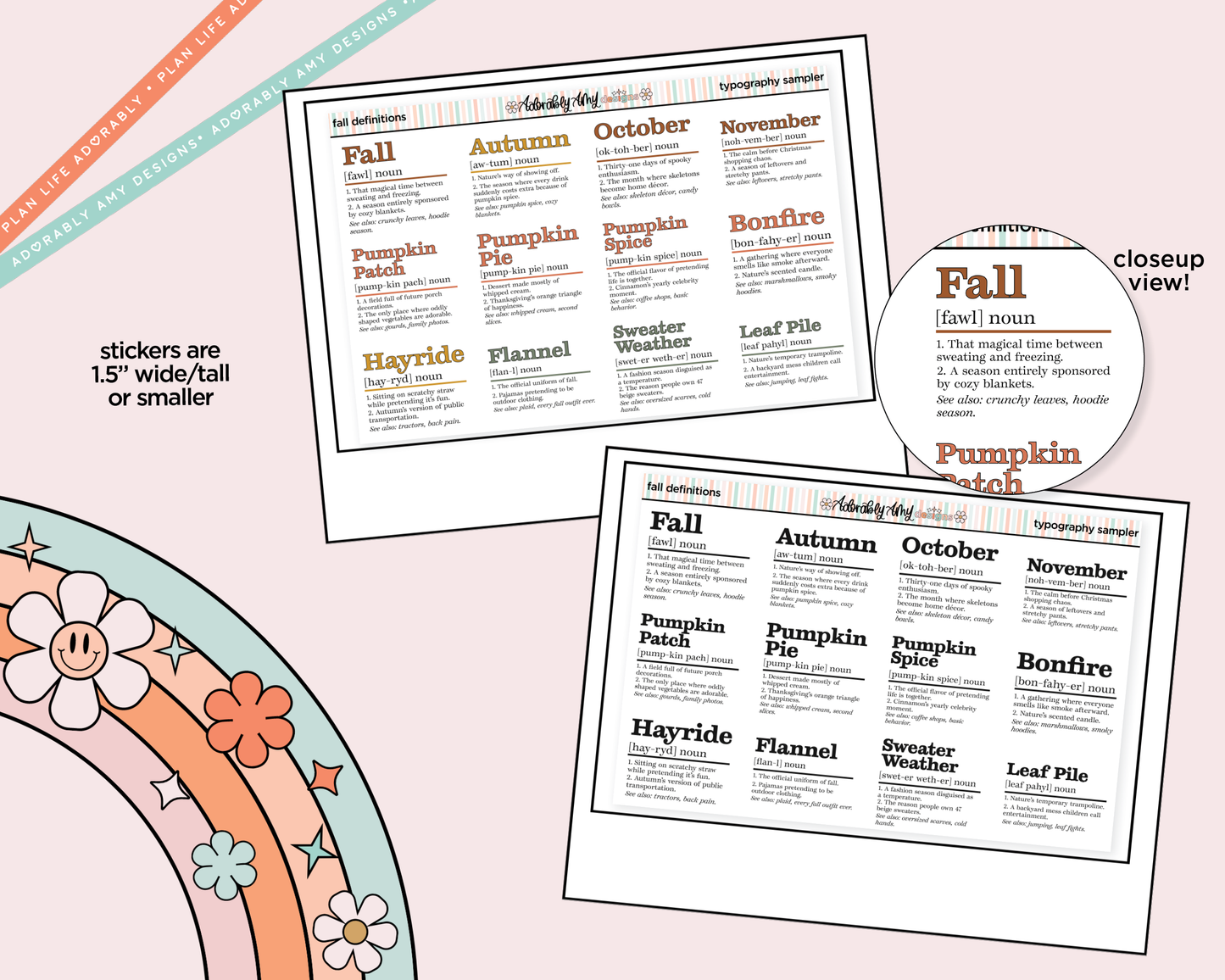 Funny Fall Definitions Deco Typography Sampler Planner Stickers