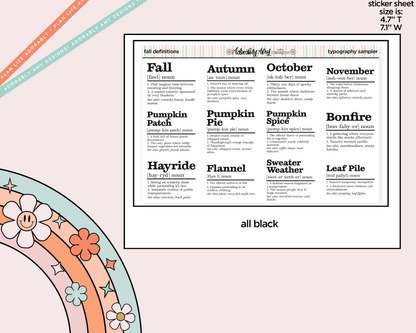 Funny Fall Definitions Deco Typography Sampler Planner Stickers