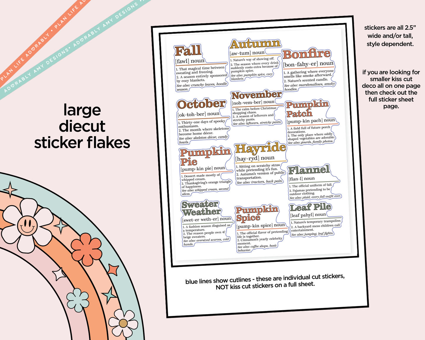 Funny Fall Definitions Deco Typography Sampler Planner Stickers