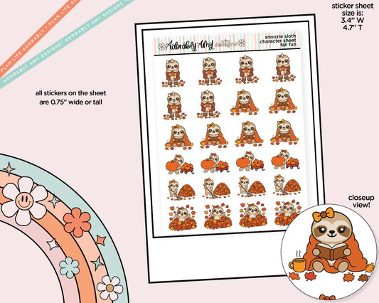 Snoozie Sloth Fall Fun Sampler Decoration Character Planner Stickers