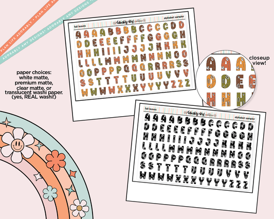 Fall Leaves Alphabet Stickers Deco Typography Sampler Planner Stickers