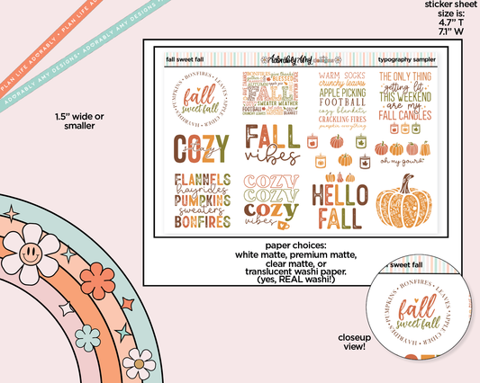 Fall Sweet Fall Deco Typography Sampler Planner Stickers