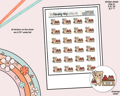 Bailee Bear Farmers Market Decoration Character Planner Stickers - Adorably Amy Designs