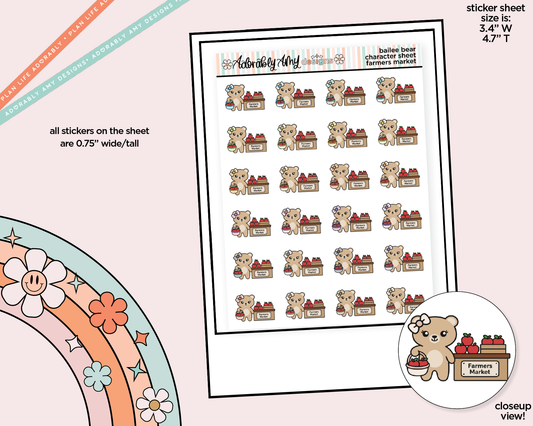 Bailee Bear Farmers Market Decoration Character Planner Stickers - Adorably Amy Designs