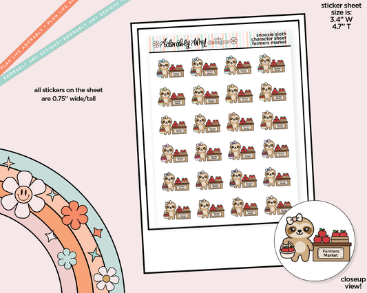 Snoozie Sloth Farmers Market Decoration Character Planner Stickers - Adorably Amy Designs