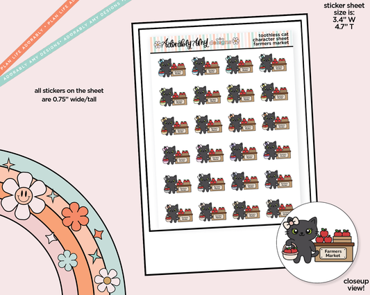 Toothless Cat Farmers Market Decoration Character Planner Stickers - Adorably Amy Designs