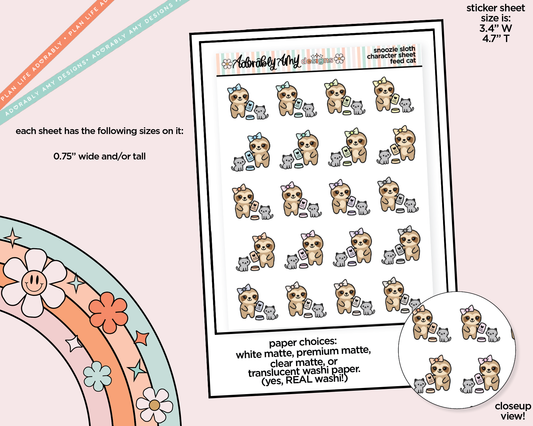 Snoozie Sloth Feed Cat Decoration Character Planner Stickers