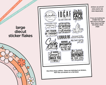 Feeling IDGAF-ish Typography Sampler Planner Stickers - Adorably Amy Designs