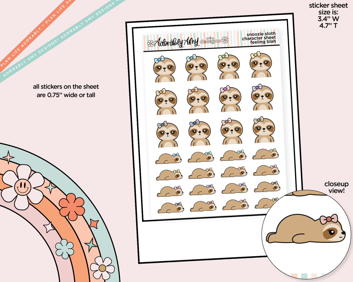 Snoozie Sloth Feeling Blah Decoration Character Planner Stickers