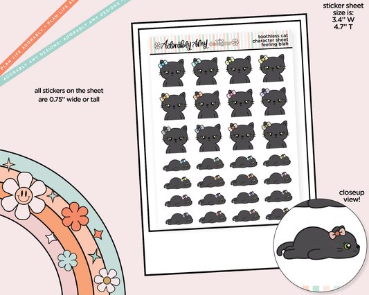 Toothless Cat Feeling Blah Decoration Character Planner Stickers