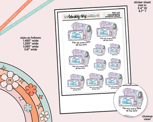 Film Ice - All the Time Typography Sampler Planner Stickers - Adorably Amy Designs