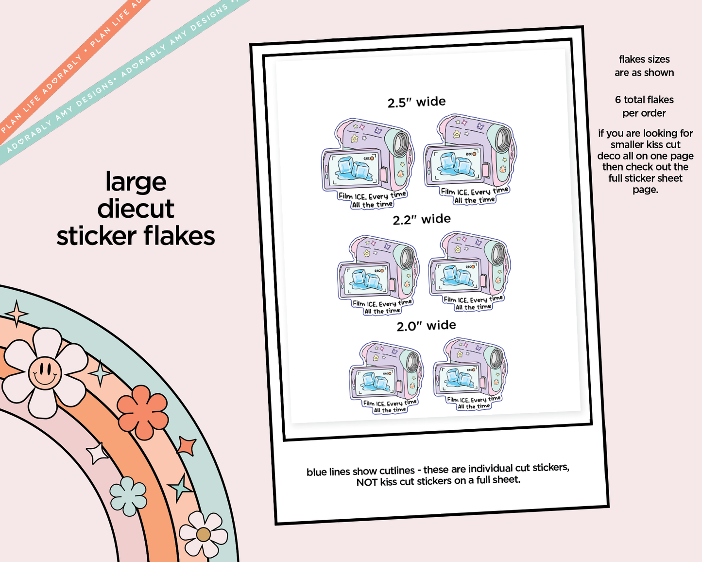 Film Ice - All the Time Typography Sampler Planner Stickers - Adorably Amy Designs