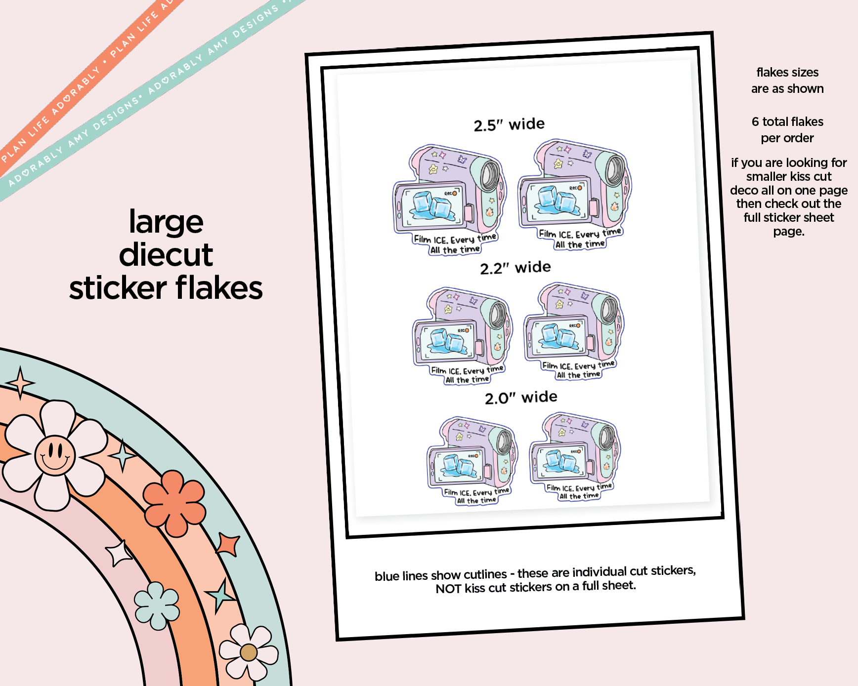Film Ice - All the Time Typography Sampler Planner Stickers - Adorably Amy Designs