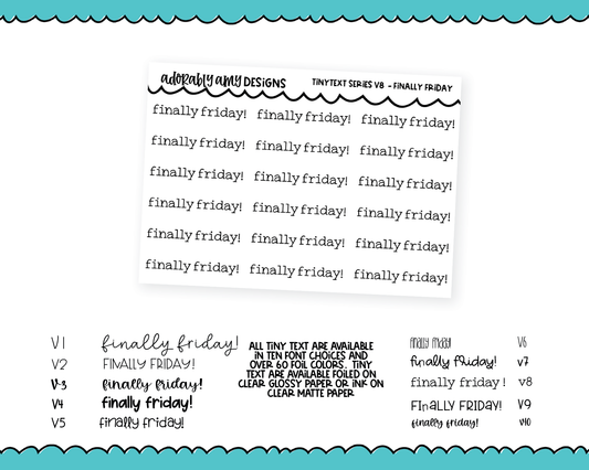 Foiled Tiny Text Series - Finally Friday Checklist Size Planner Stickers for any Planner or Insert