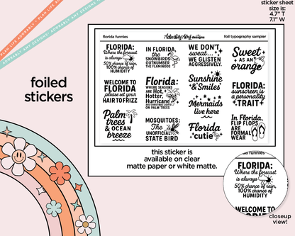Florida Funnies Deco Typography Sampler Planner Stickers