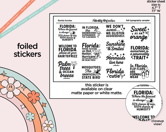Florida Funnies Deco Typography Sampler Planner Stickers
