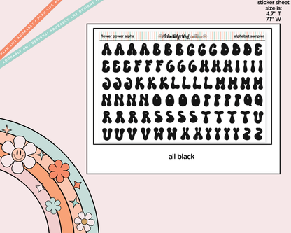Flower Power Alphabet Stickers Deco Typography Sampler Planner Stickers - Adorably Amy Designs