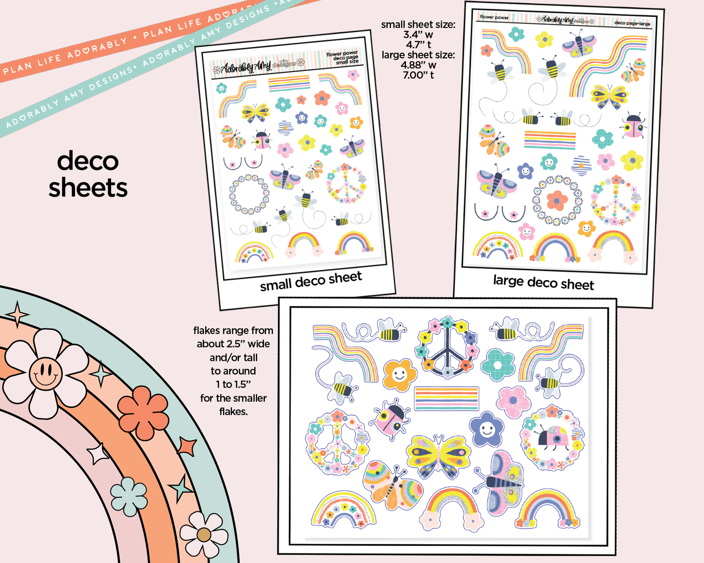 Flower Power Weekly Kit Deco Pages - All Sizes - Adorably Amy Designs