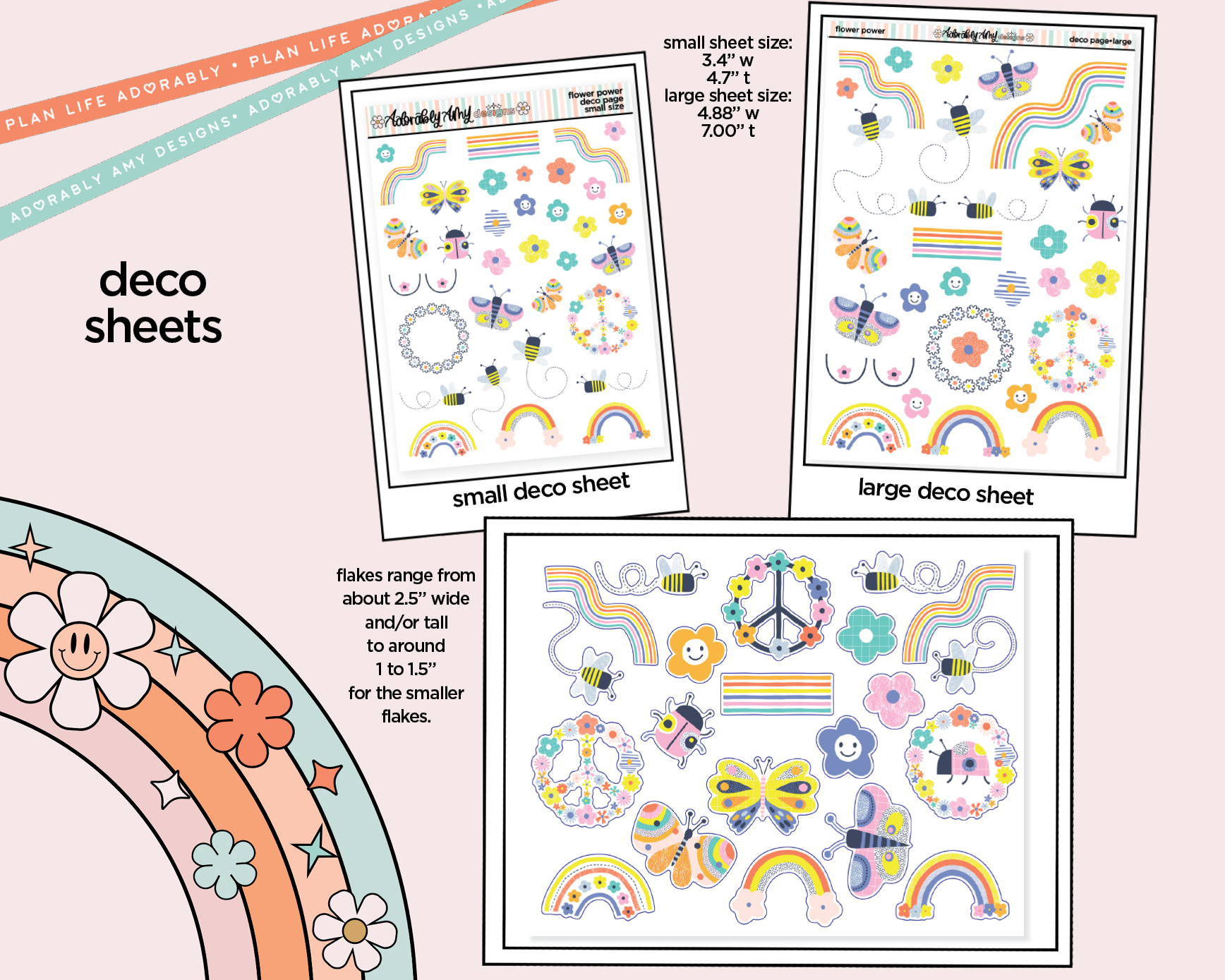 Flower Power Weekly Kit Deco Pages - All Sizes - Adorably Amy Designs