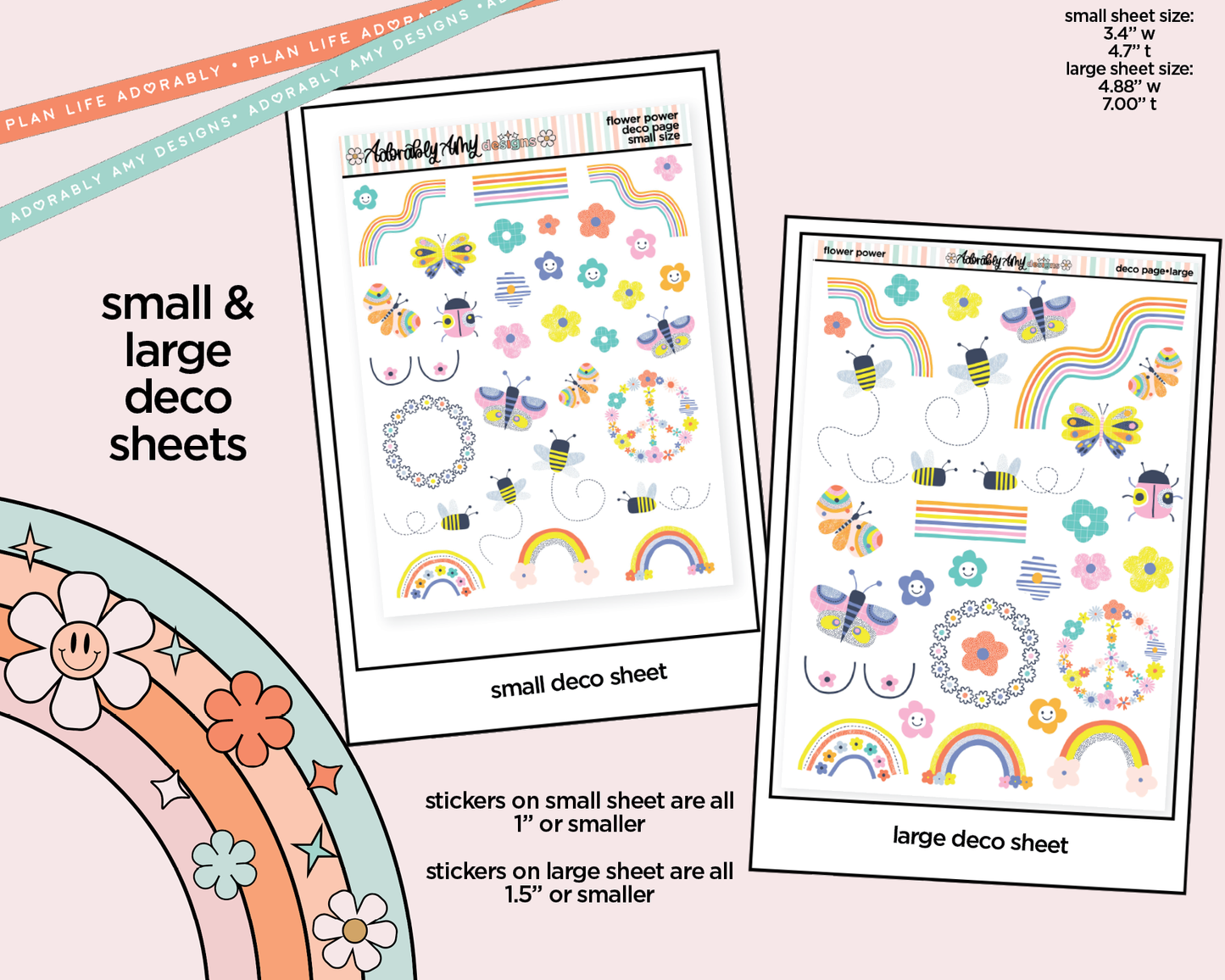 Flower Power Weekly Kit Deco Pages - All Sizes - Adorably Amy Designs