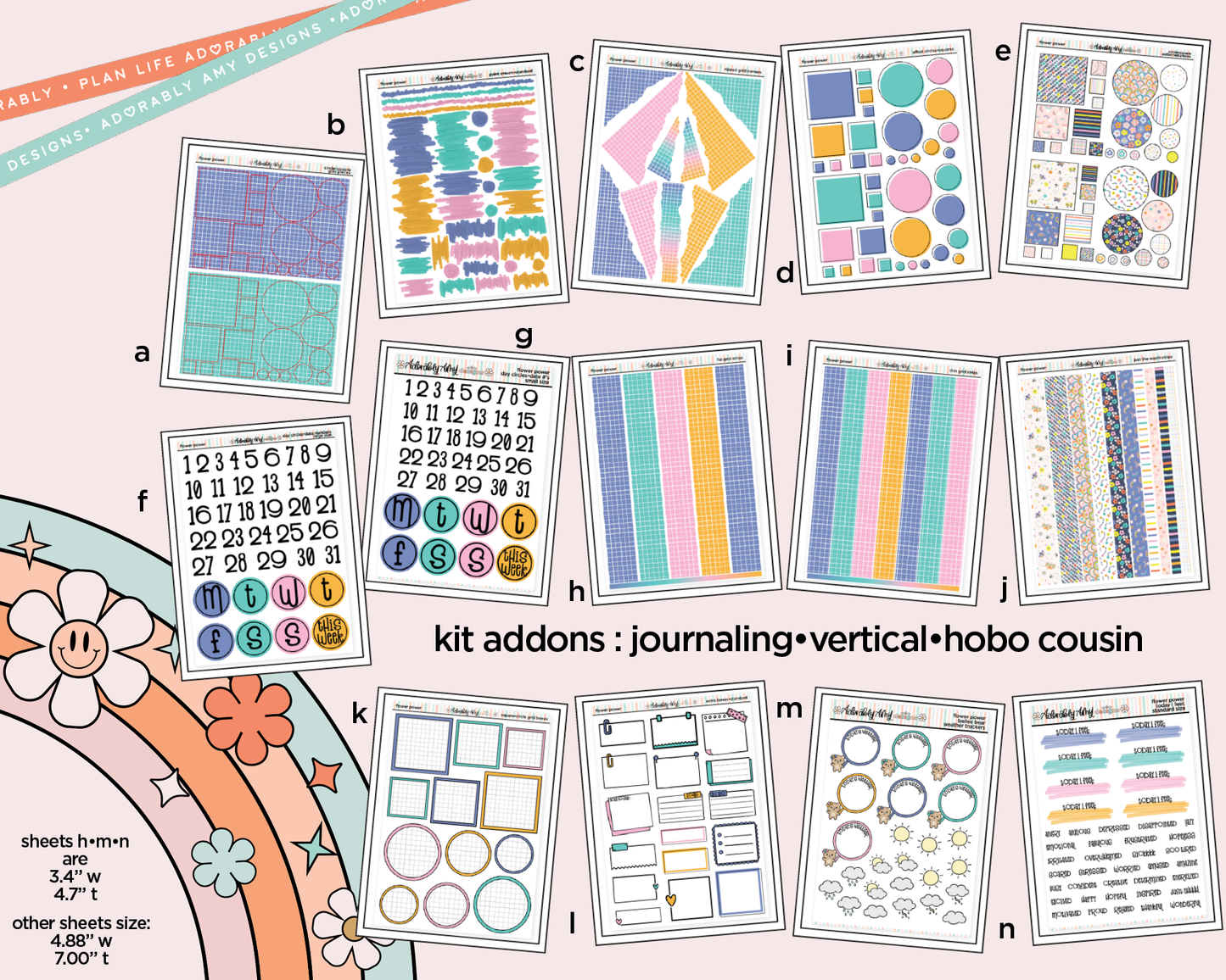 Flower Power Weekly Kit Addons - All Sizes - Strips, Smears and More! - Adorably Amy Designs