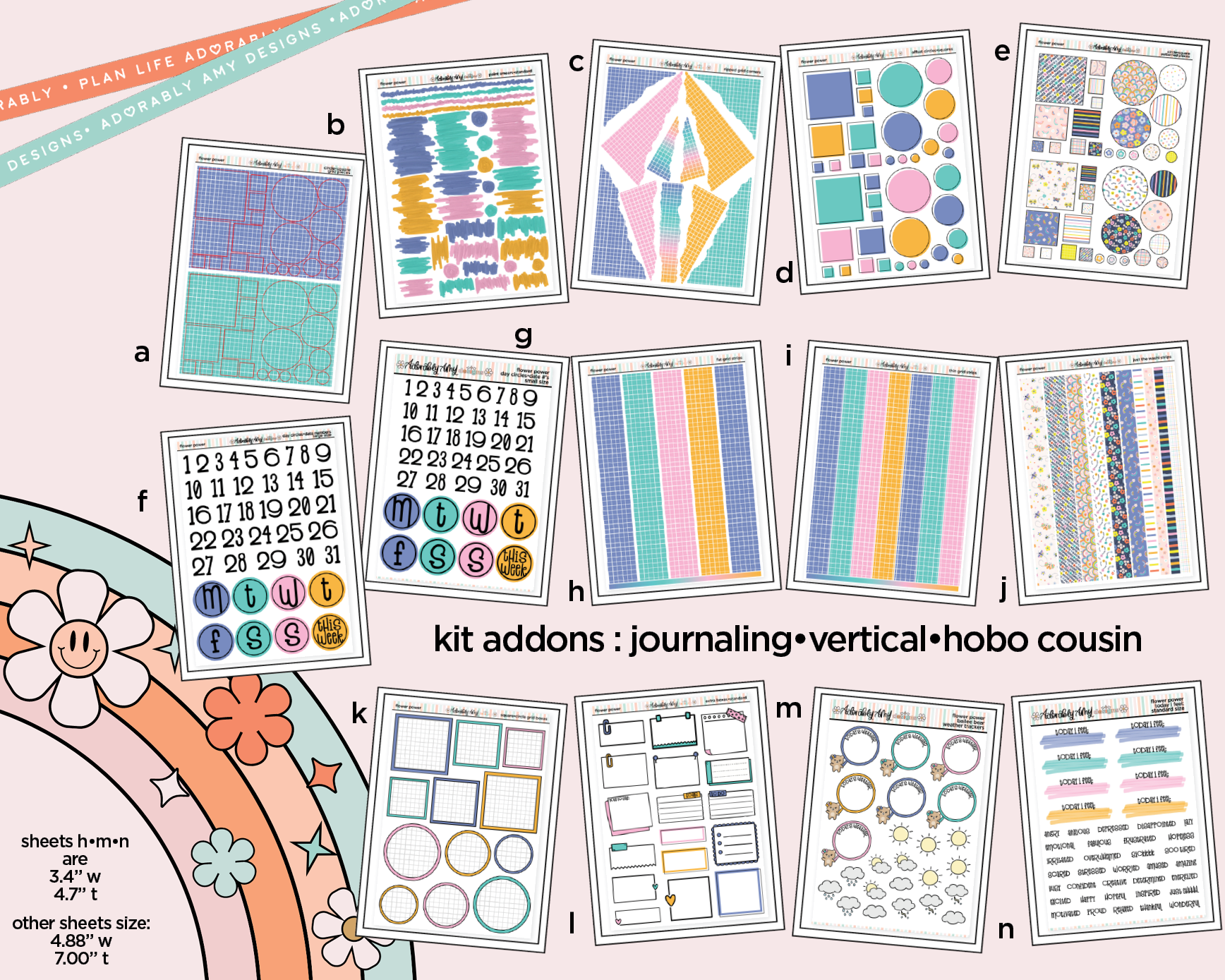 Flower Power Weekly Kit Addons - All Sizes - Strips, Smears and More! - Adorably Amy Designs