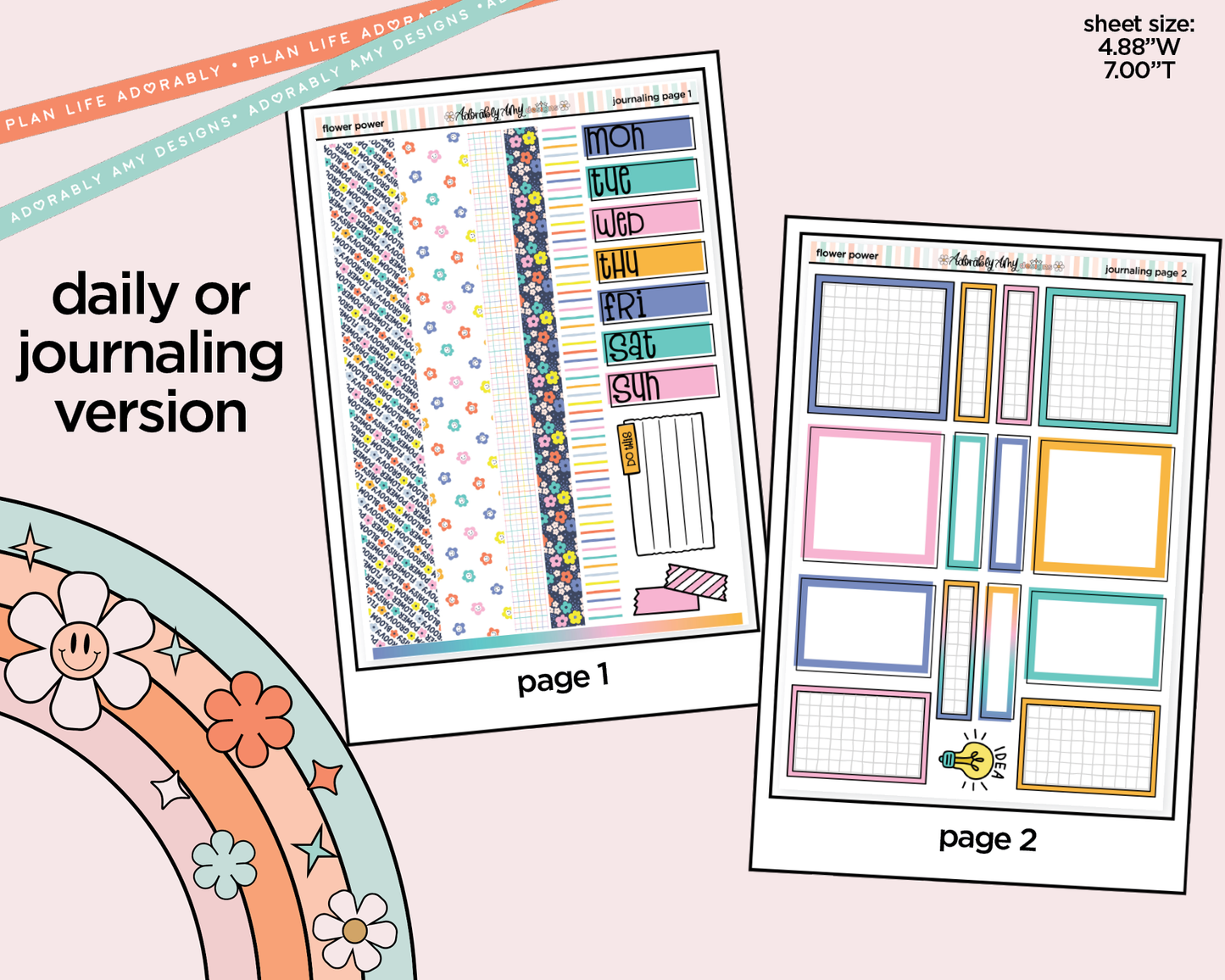 Journaling and Daily Planning Flower Power Planner Sticker Kit