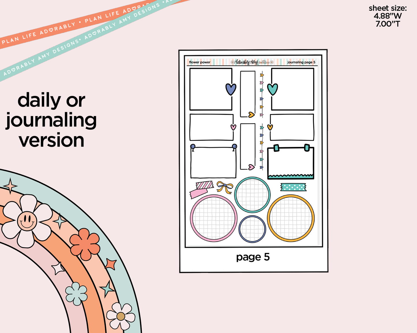 Journaling and Daily Planning Flower Power Planner Sticker Kit