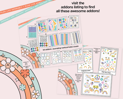 Hobonichi Cousin Weekly Flower Power Planner Sticker Kit for Hobo Cousin or Similar Planners
