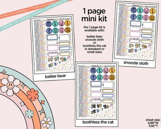 One Page Mini Kit Flower Power Planner Sticker Kit - Two Sizes Available