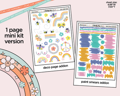 One Page Mini Kit Flower Power Planner Sticker Kit - Two Sizes Available