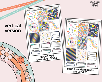 Vertical Flower Power Sticker Kit for Vertical Standard Size Planners or Insert