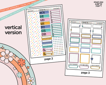Vertical Flower Power Sticker Kit for Vertical Standard Size Planners or Insert